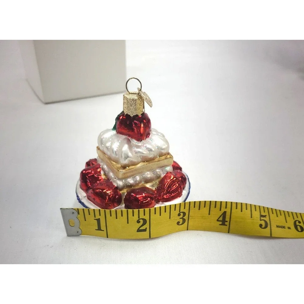 2011 Old World Christmas Molded Mouth Blown Glass Strawberry Shortcake Ornaments
